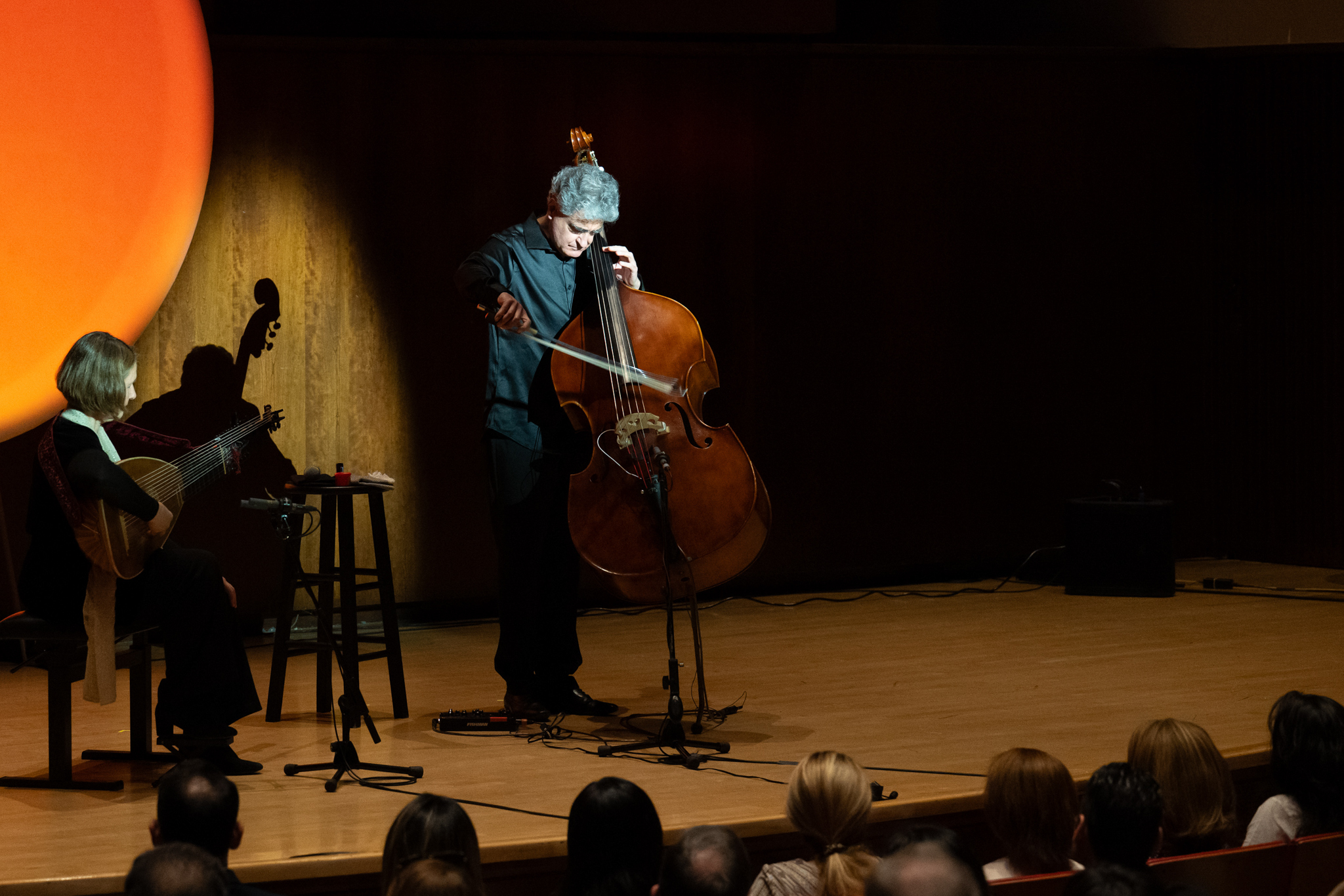 Renaud Garcia-Fons performing on stage with double bass